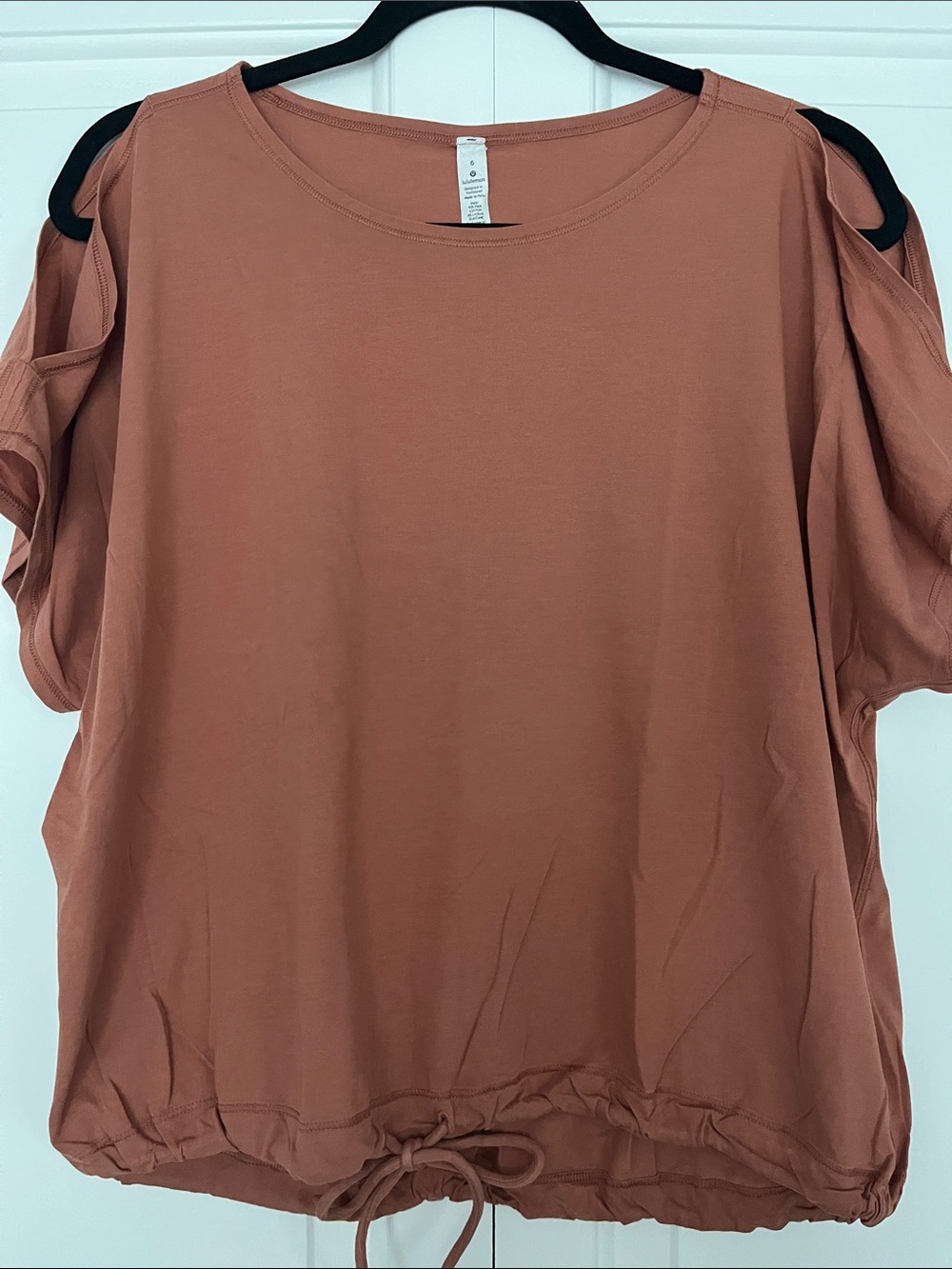 Lululemon: Rust Open Shoulder Drawstring Top